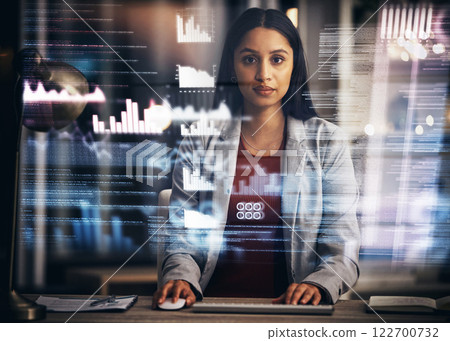 Digital IT technician or software developer coding user interface or UX program code on computer at night. Futuristic programmer and engineer reading finanial security information and big data Digital IT technician or software developer coding user interface or UX program code on computer at night. Futuristic programmer and engineer reading finanial security information and big data 122700732