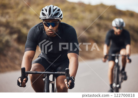 Training, energy and fitness with cyclists exercise on bicycle outdoors, practice speed and endurance. Athletes riding together, prepare for marathon or competition while enjoying cardio workout Training, energy and fitness with cyclists exercise on bicycle outdoors, practice speed and endurance. Athletes riding together, prepare for marathon or competition while enjoying cardio workout 122700818