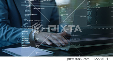 Interactive holographic interface with fictional programming elements, system status updates, and network monitoring Interactive holographic interface with fictional programming elements, system status updates, and network monitoring 122701012