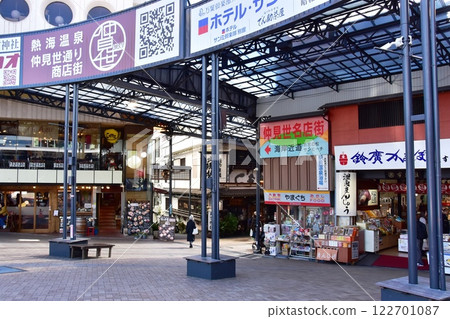 Atami City: Atami Onsen Nakamise Shopping Street entrance in front of Atami Station Atami City: Atami Onsen Nakamise Shopping Street entrance in front of Atami Station 122701087
