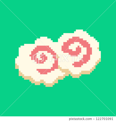 Pixel art narutomaki, Japanese food. Vector illustration. 122701091