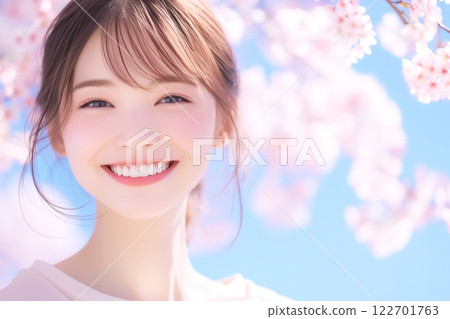 Sakura and smiling woman "AI generated image" Sakura and smiling woman "AI generated image" 122701763