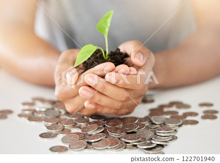 Money, plant and growth in the hands of a woman to show development, care and sustainability of a green business. Accountability, management and leadership of an eco friendly accounting startup Money, plant and growth in the hands of a woman to show development, care and sustainability of a green business. Accountability, management and leadership of an eco friendly accounting startup 122701940