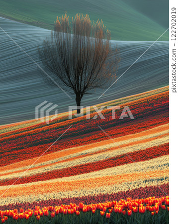 Vibrant tulip fields of Skagit Valley paint the spring landscape Vibrant tulip fields of Skagit Valley paint the spring landscape 122702019