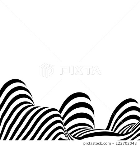 Optical art background, geometric wave design, black and white,Vector wave stripes abstract background. Eps 10 122702048