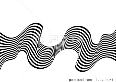 Black white zebra background. Wave psychedelic pattern in dynamics. Monochrome dynamic wallpaper. Eps 10 122702061