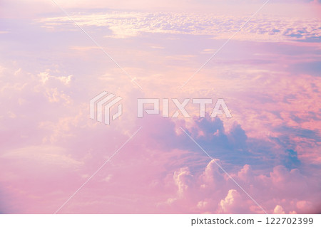 sky with clouds at sunset or dawn, pink and blue color, clouds, natural background 122702399