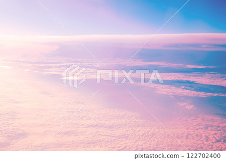 sky with clouds at sunset or dawn, pink and blue color, clouds, natural background 122702400
