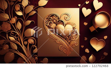4K 情人節明信片模板,經典金箔設計,精緻的佈局 4K 情人節明信片模板,經典金箔設計,精緻的佈局 122702468