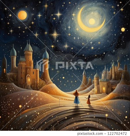 聖誕老人在夜空中飛翔 聖誕老人在夜空中飛翔 122702472