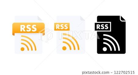 RSS document icons symbolizing web feed formats for online content distribution RSS document icons symbolizing web feed formats for online content distribution 122702515