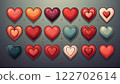 4K 向量藝術，簡單的平面設計心形圖示集，均衡的佈局 122702614