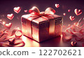 4K 超逼真閃亮情人節禮盒配絲帶，3D 風格數位插畫，逼真燈光 122702621