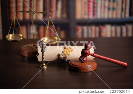 Notary's public pen and stamp on a contract. Notary's public pen and stamp on a contract. 122702674