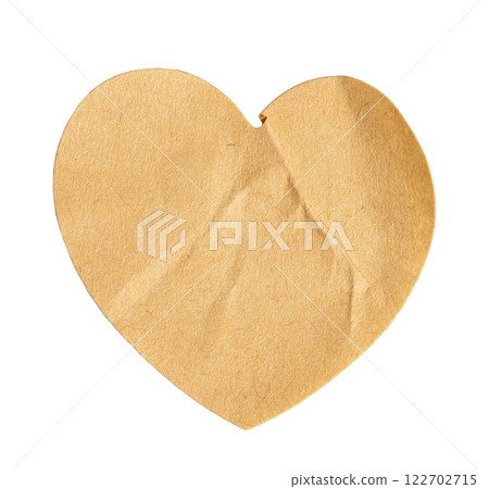 A valentine craft love or symbol heart tag shape paper sticker label cutout isolated on white background. 122702715