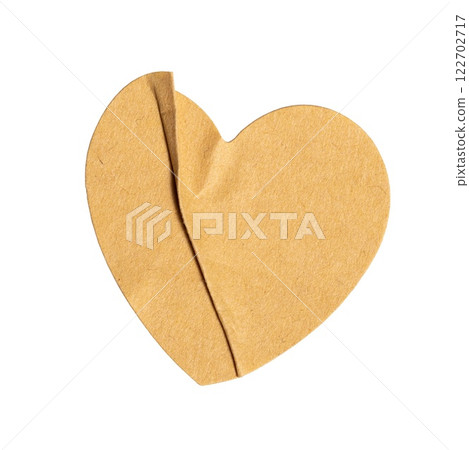 A valentine craft love or heart shape paper sticker label cutout isolated on white background. 122702717