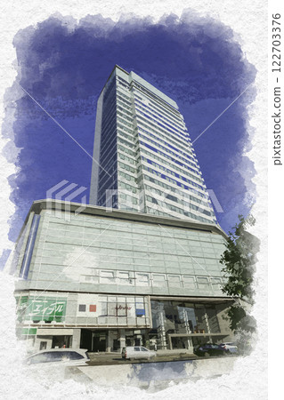 Watercolor style Shizuoka Station Aoi Tower Shizuoka City, Shizuoka Prefecture 122703376