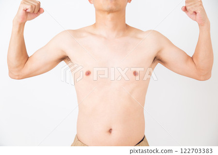 Muscular middle-aged man's body 122703383