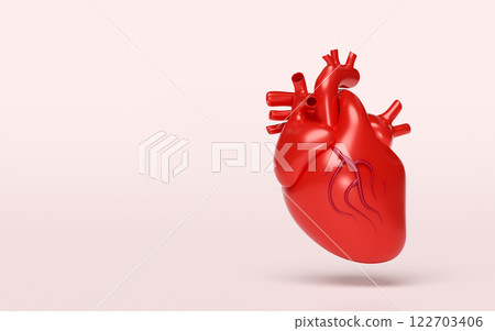 3d realistic human heart isolated on pink background. 3d illustration render 3d realistic human heart isolated on pink background. 3d illustration render 122703406