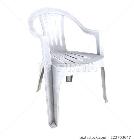 Simple white plastic chair suitable for outdoor and indoor use 122703647
