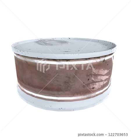 Metal drum container with worn exterior in industrial setting 122703653