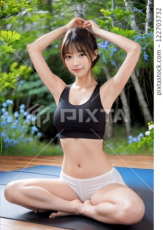 一個女人享受瑜伽 122703732