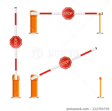 Barrier flock. Parking zone turnpike on white background vector illustration. Railroad and parking zone barrier icon. 122703750