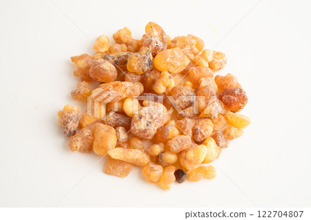 Frankincense or olibanum aromatic resin isolated on white background used in incense and perfumes. Frankincense or olibanum aromatic resin isolated on white background used in incense and perfumes. 122704807