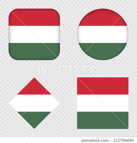 Hungary Flag Icons Pack. Vector illustration. 122704894