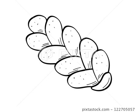 Challah bread doodle icon. Pastry, flour product icon for menu design or cafe. Isolated on a white background. 122705057
