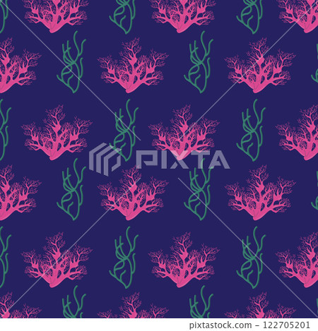 Branch of coral. Seamless pattern. Vector illustration. Branch of coral. Seamless pattern. Vector illustration. 122705201