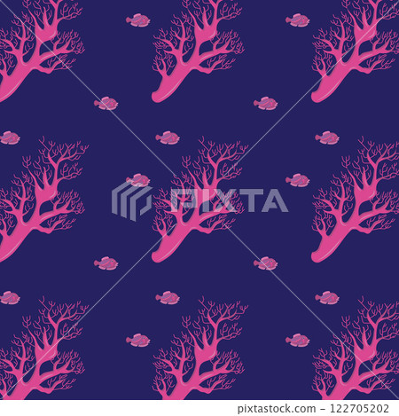 Branch of coral. Seamless pattern. Vector illustration. Branch of coral. Seamless pattern. Vector illustration. 122705202