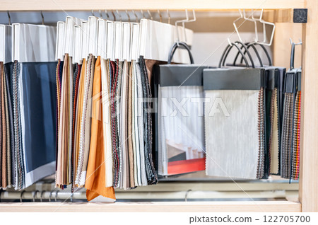 Set of colorful fabric swatch material 122705700