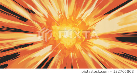 Dynamic abstract explosion in vibrant orange and yellow hues, AI Generative 122705808
