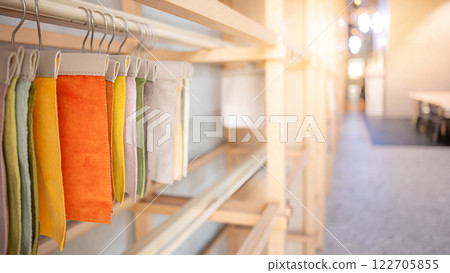Set of colorful fabric swatch material 122705855