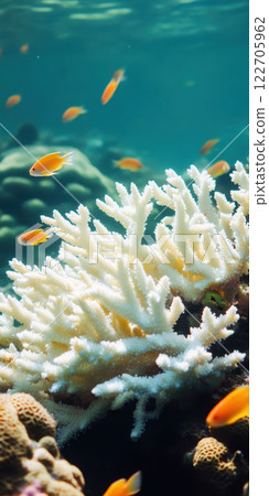 Vibrant coral reef with tropical fish swimming underwater, AI Generative 122705962