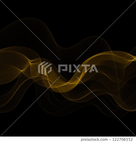 Gold wave on a black background. Abstract vector pattern. 122706552