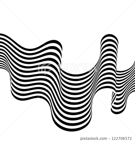 Black on white abstract dots line wave. Stripes with 3d. Isolated on white. Eps 10 122706572