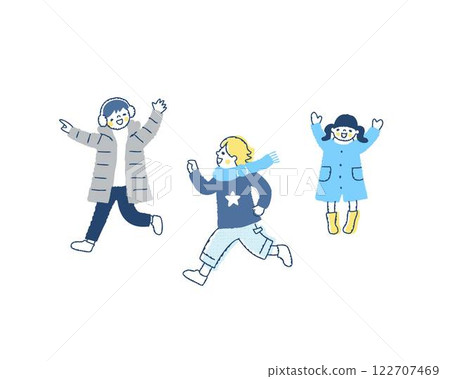 Children in winter clothes playing happily 122707469