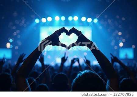 Fans make hearts with enthusiasm at live concerts - People who love idol performances and music Fans make hearts with enthusiasm at live concerts - People who love idol performances and music 122707923
