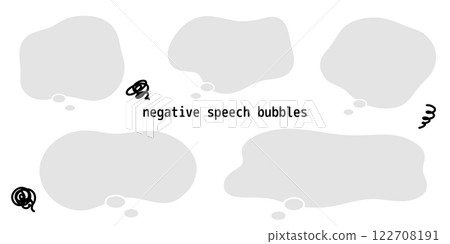 A set of comic icons and speech bubbles for vague anxiety and dissatisfaction, vector A set of comic icons and speech bubbles for vague anxiety and dissatisfaction, vector 122708191