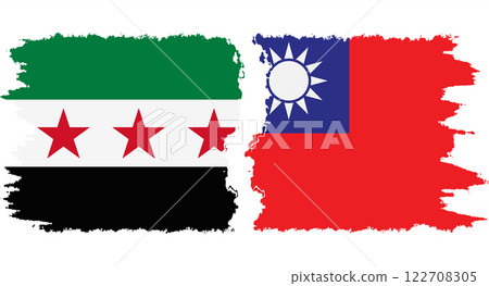 Taiwan and Syrian Revolution grunge flags connection vector Taiwan and Syrian Revolution grunge flags connection vector 122708305