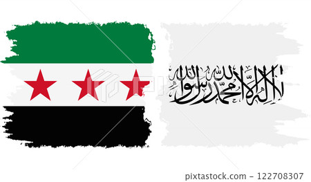 Afghanistan and Syrian Revolution grunge flags connection vector 122708307