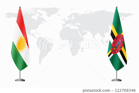 Kurdistan and Dominica flags for official meeting 122708346