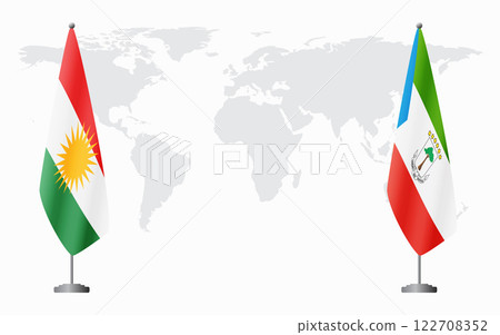 Kurdistan and Equatorial Guinea flags for official meeting Kurdistan and Equatorial Guinea flags for official meeting 122708352