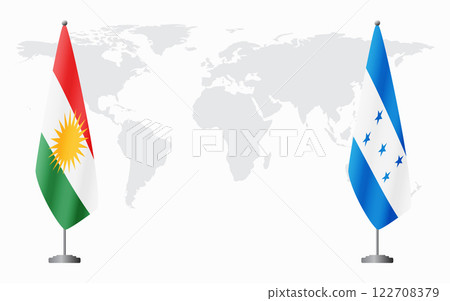 Kurdistan and Honduras flags for official meeting 122708379
