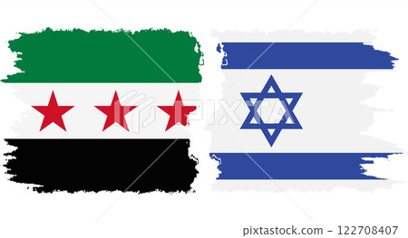 Israel and Syrian Revolution grunge flags connection vector 122708407