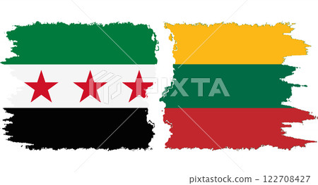 Lithuania and Syrian Revolution grunge flags connection vector Lithuania and Syrian Revolution grunge flags connection vector 122708427