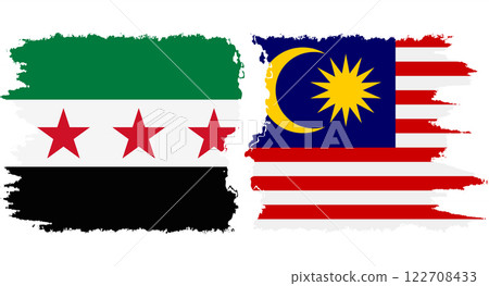 Malaysia and Syrian Revolution grunge flags connection vector 122708433