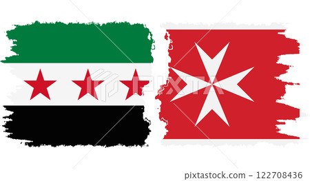 Malta and Syrian Revolution grunge flags connection vector Malta and Syrian Revolution grunge flags connection vector 122708436